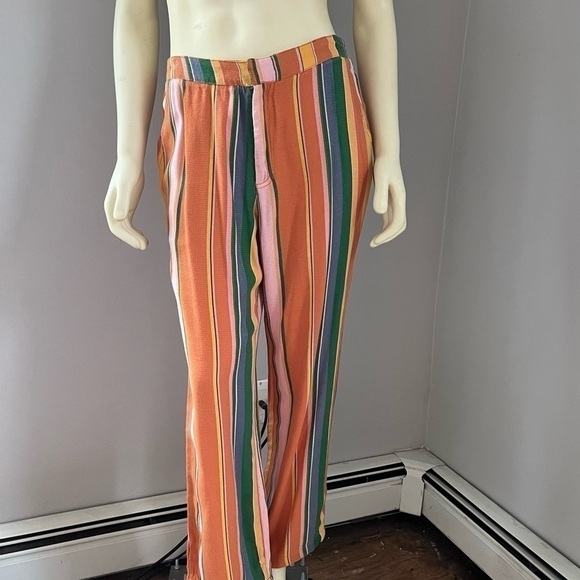 Free People Anthropologie Women’s Boho Striped Pants Orange Green Pink Blue 4 - Picture 6 of 13